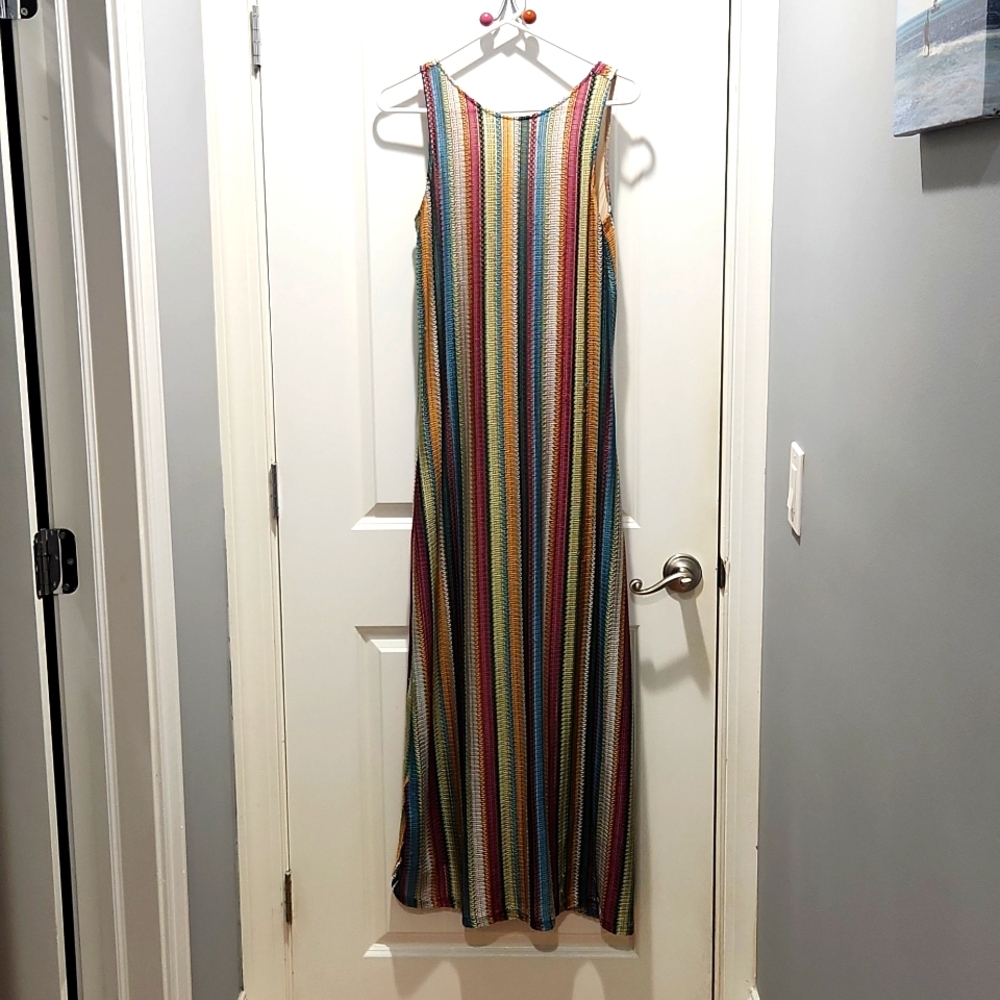 Crochet striped maxi dress